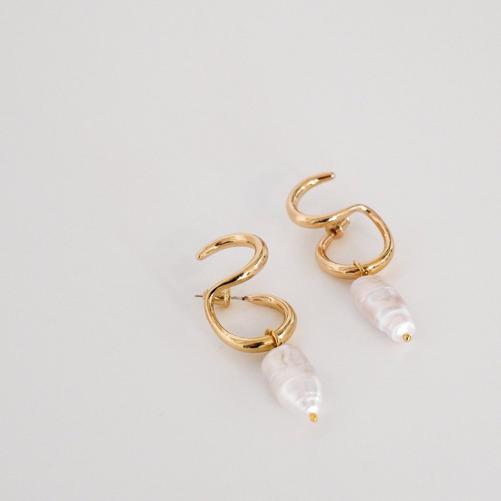 A.B. Ellie Double Loop Pearl Ear Cuff Earring